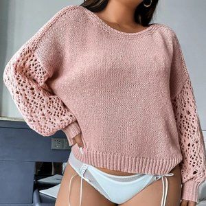 Pink Plus Size Knit Sweater Top